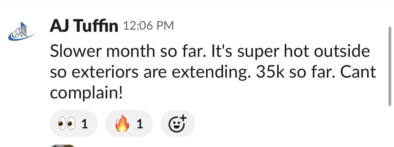 Partner reporting $35k in a slower month